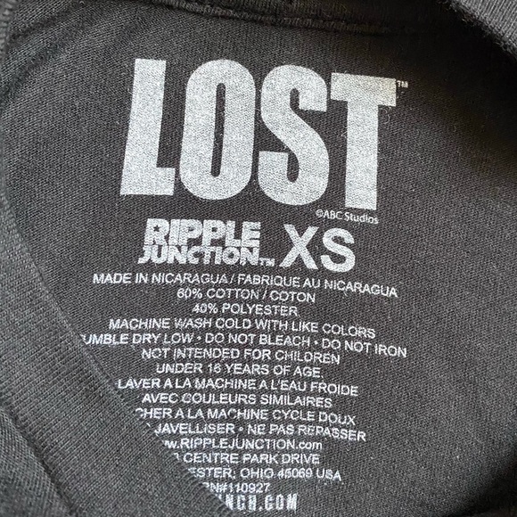 New Dharma Initiative Lost TV Show Ripple Junction Logo Tee Shirt XS Black - Picture 3 of 3